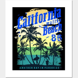 California malibu beach 86, California Surfing beach Vacation  Palm Trees Tropical Posters and Art